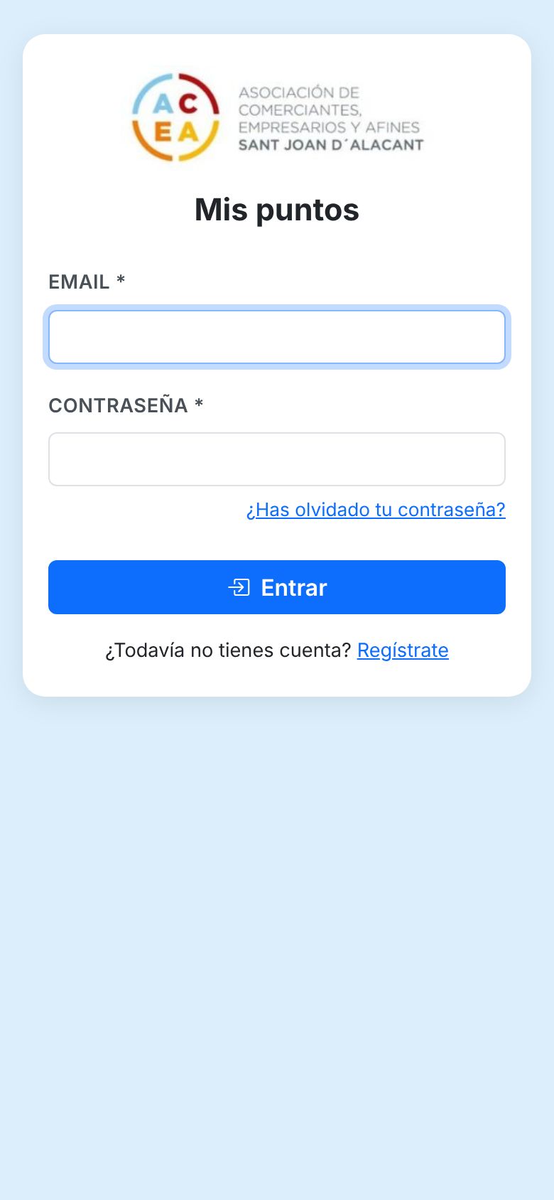 App del cliente: acceso