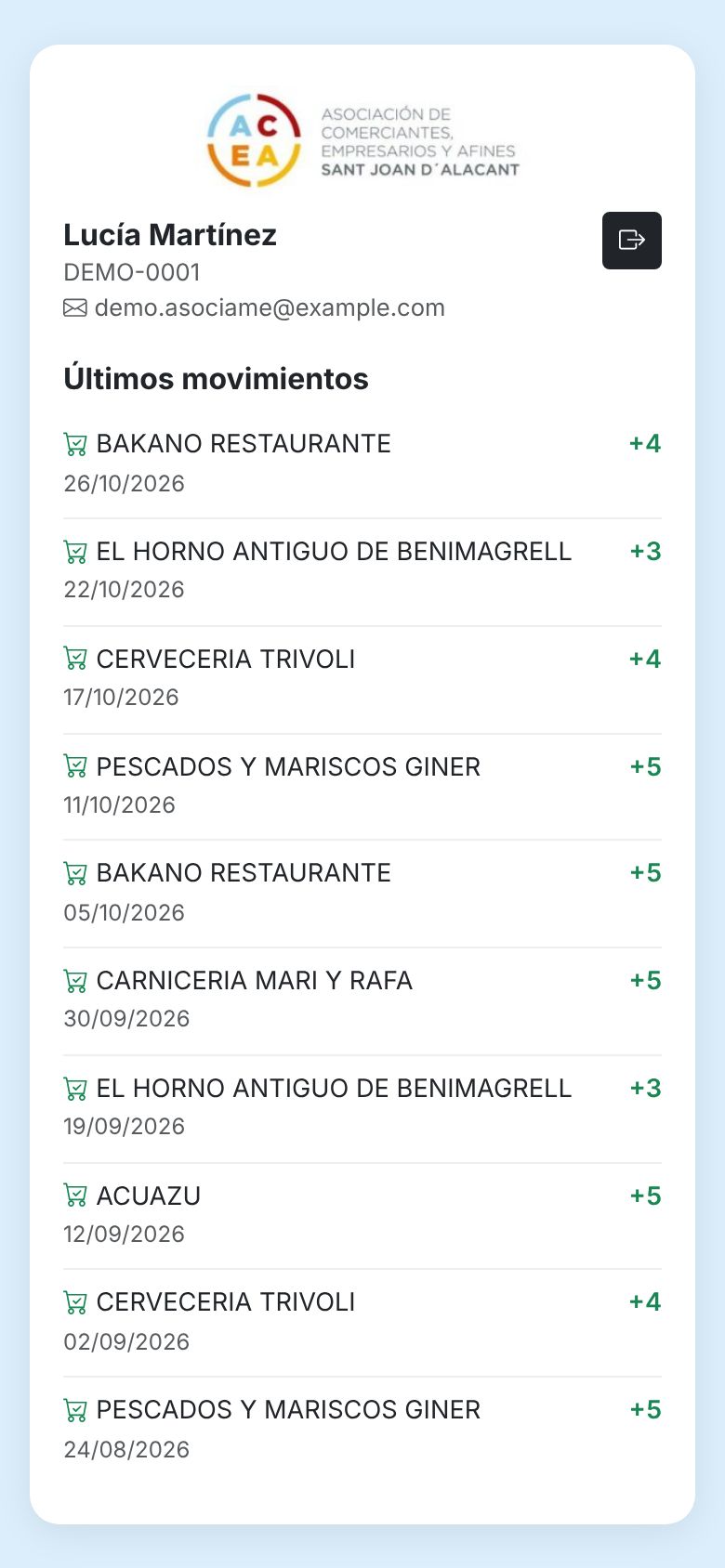 App del cliente: últimos movimientos