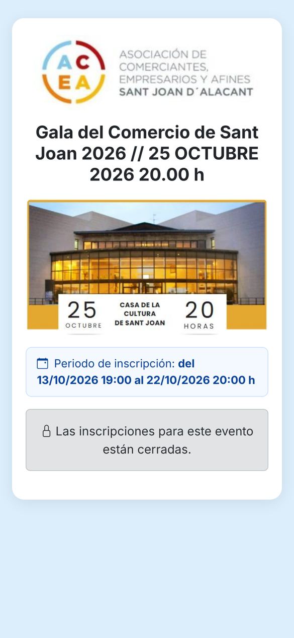 Inscripción a eventos en el móvil
